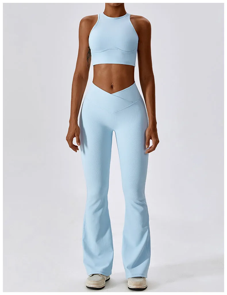 Leggings Flare Long Pants Women Solid Slim Fit Regular Splice Trousers Sheath Tight High Waist Pant Office Ladies Spring 2024