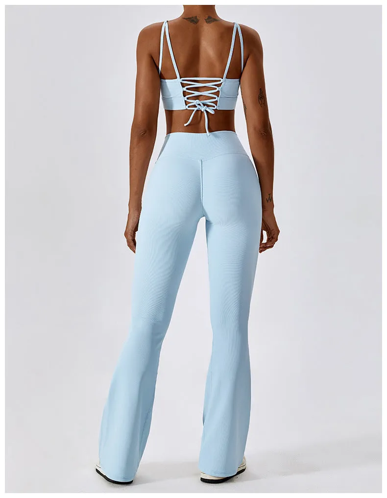 Leggings Flare Long Pants Women Solid Slim Fit Regular Splice Trousers Sheath Tight High Waist Pant Office Ladies Spring 2024