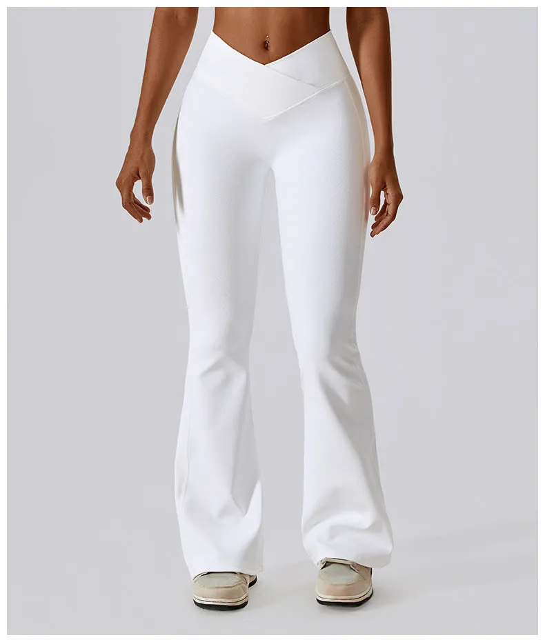 Leggings Flare Long Pants Women Solid Slim Fit Regular Splice Trousers Sheath Tight High Waist Pant Office Ladies Spring 2024