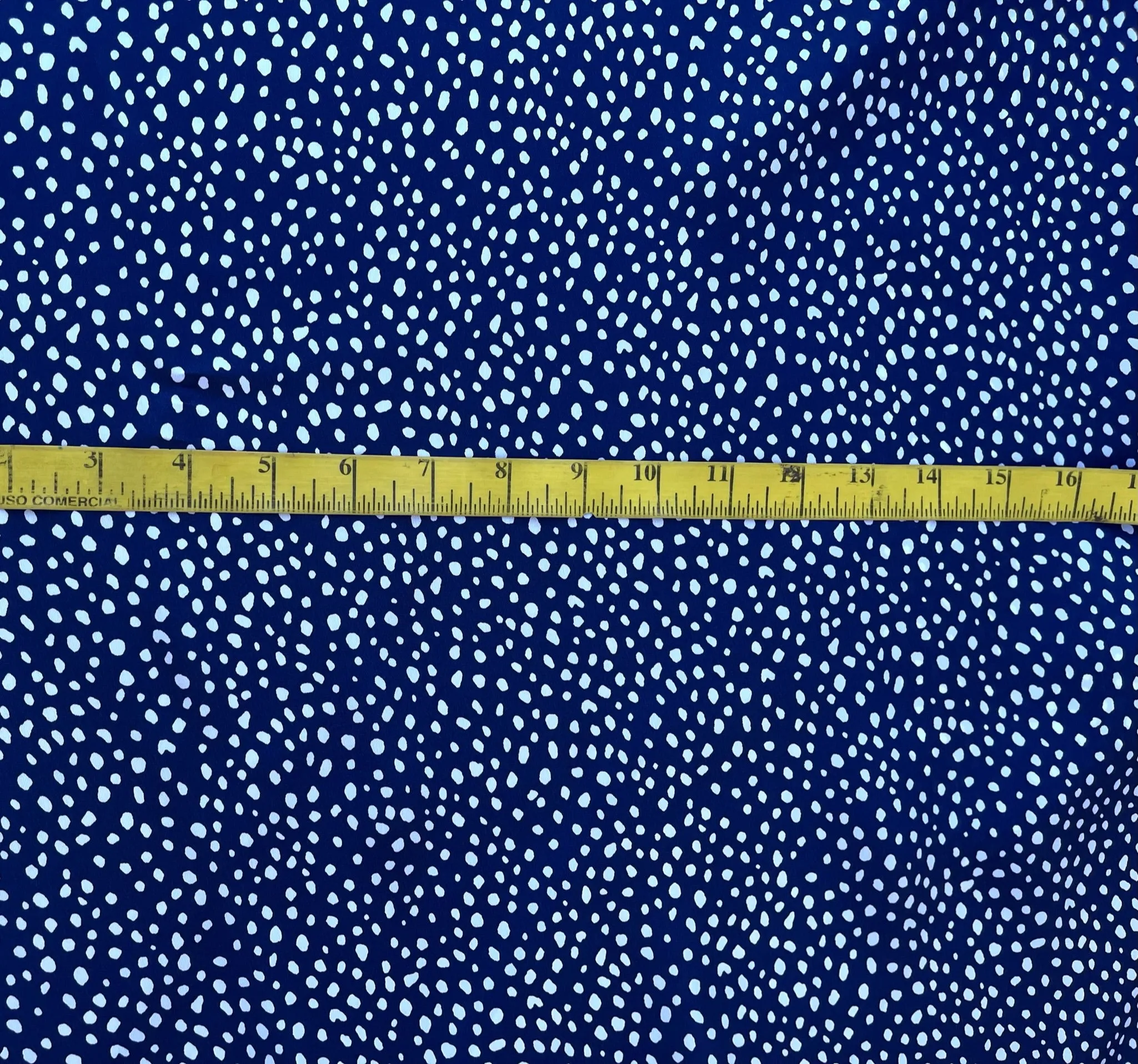 Lightweight satin fabric by the yard - Blue white dots