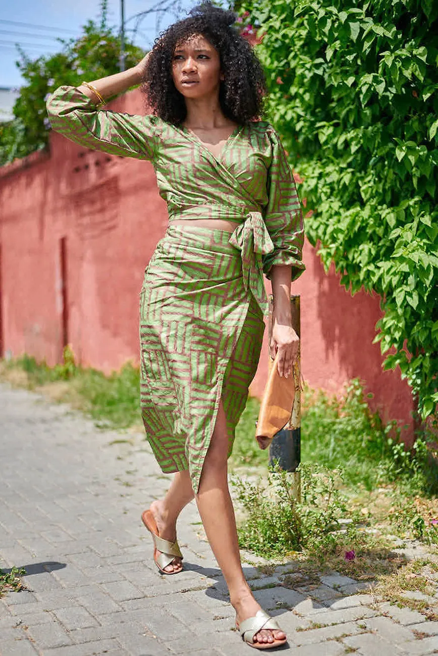 Long Sleeve Wrap Top - Garden Party