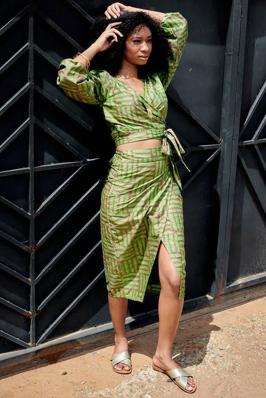 Long Sleeve Wrap Top - Garden Party
