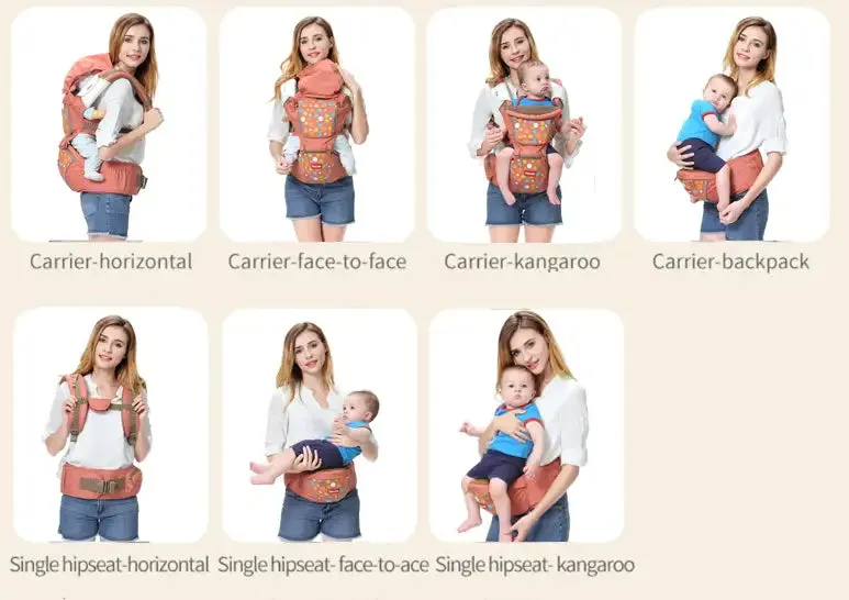 Luxury Multi-Functional Baby Hip Seat Carrier -  Purple with circles