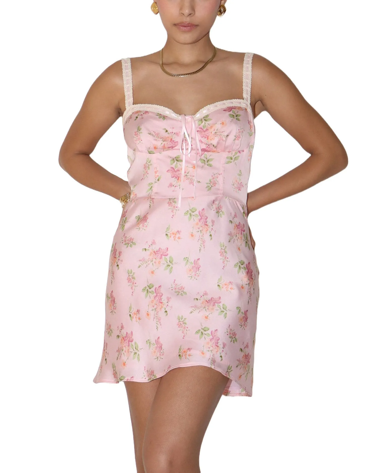 Maisie Floral Lace Trim Mini Dress