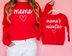 Mama & Mama's Valentine Crewneck Sweatshirt for Kids and Adults