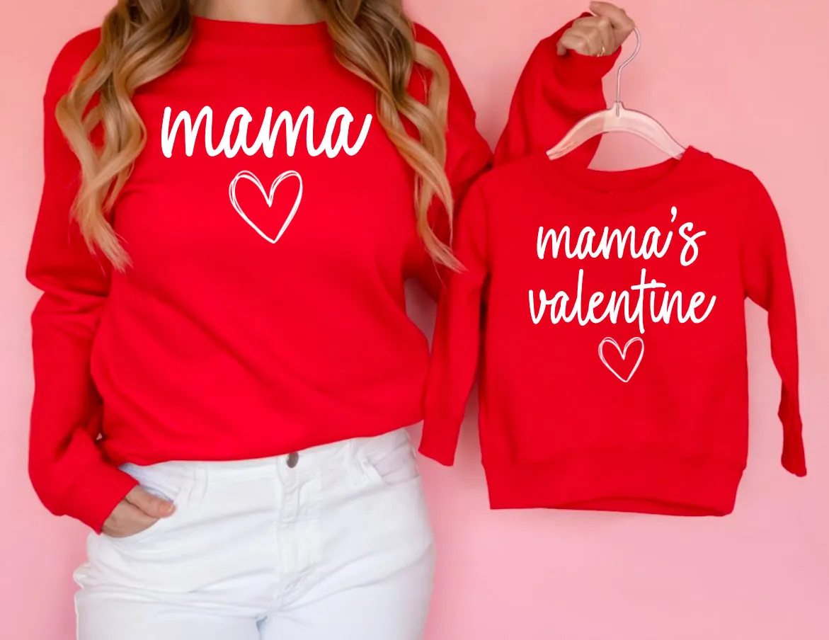 Mama & Mama's Valentine Crewneck Sweatshirt for Kids and Adults