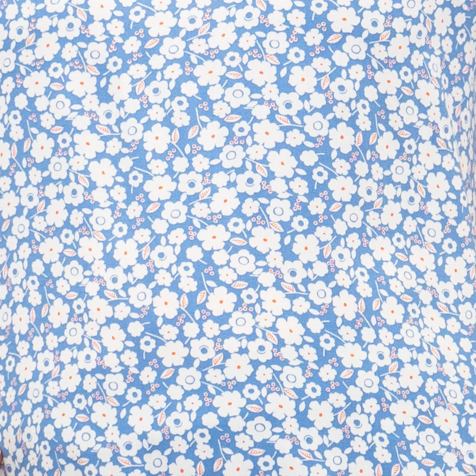 M&S Blue Floral Print Lightweight Blouse Frill Short Sleeve Round Neckline Tops