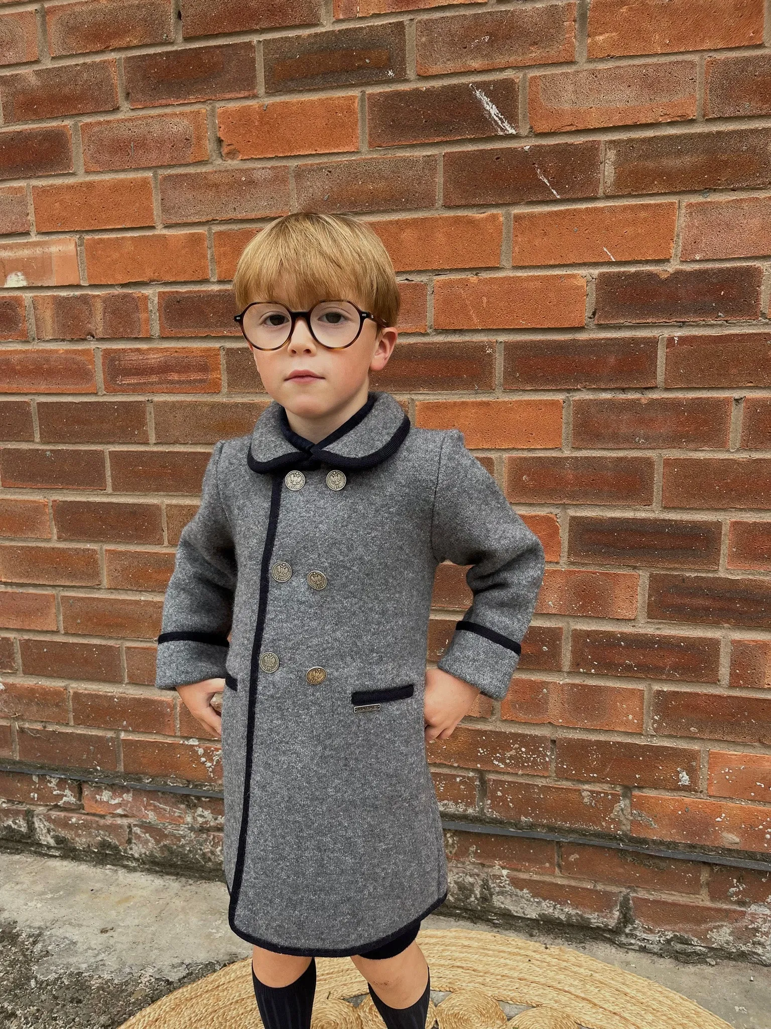 Marae Grey Merino Wool Traditional Coat