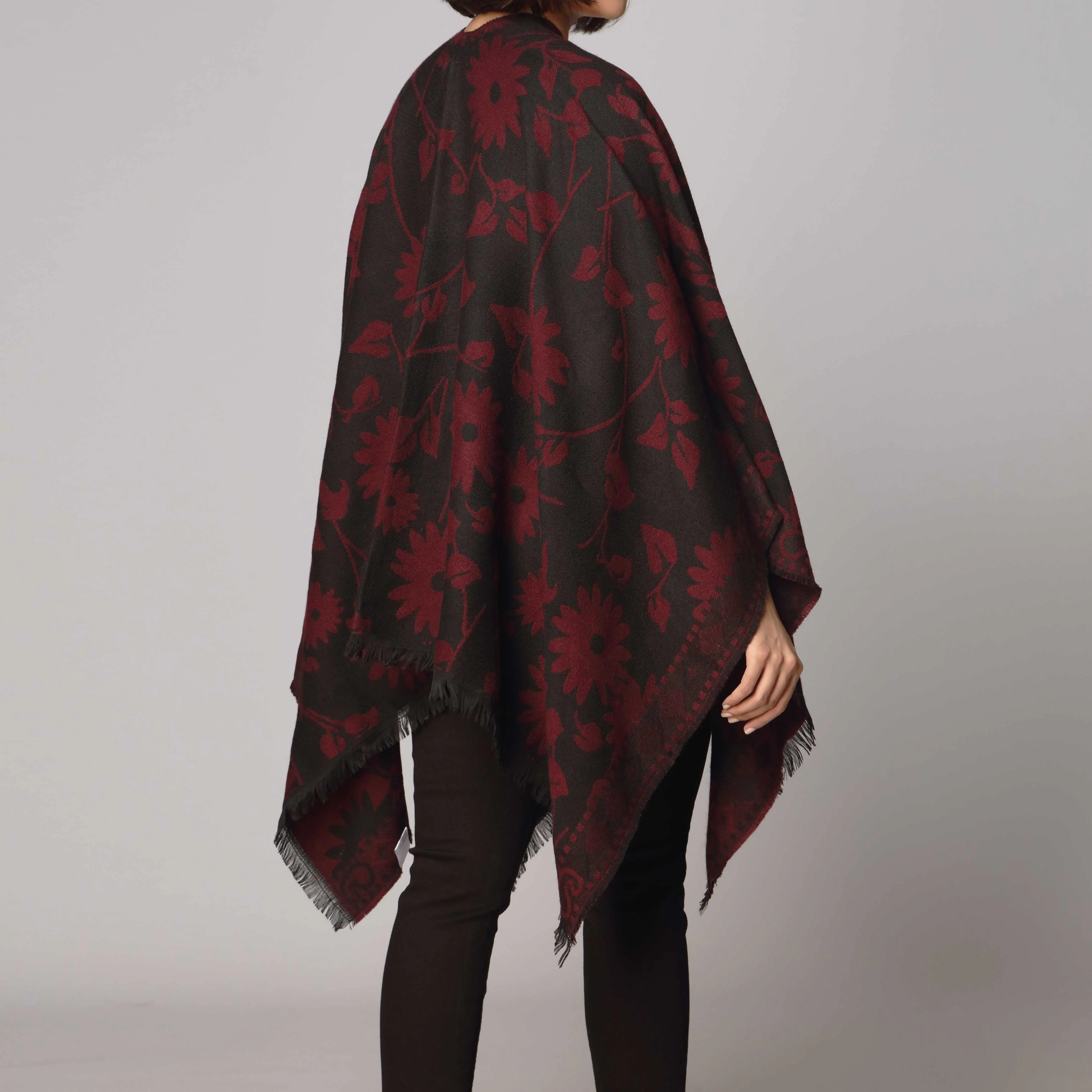 Maroon Cape Shawl PW2816