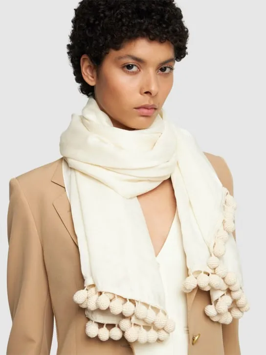 Max Mara   Fumana wool &amp; linen scarf 
