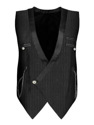 Men's Steampunk Pinstripe Waistcoat V Neck Party Vest