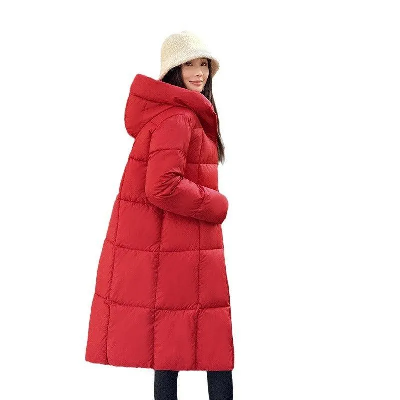 Mid Length Plus Size Hooded Cotton Coat