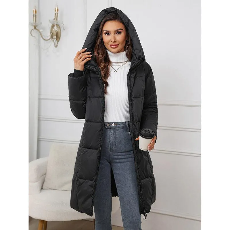 Mid Length Plus Size Hooded Cotton Coat