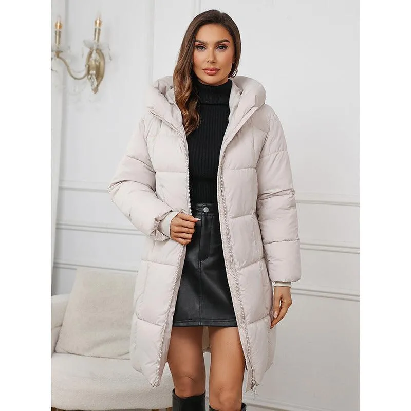 Mid Length Plus Size Hooded Cotton Coat