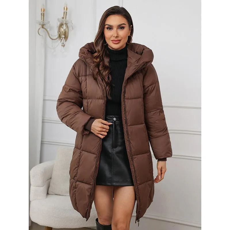 Mid Length Plus Size Hooded Cotton Coat