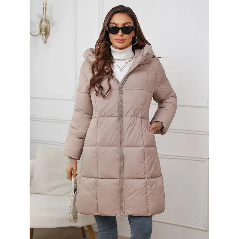 Mid Length Plus Size Hooded Cotton Coat