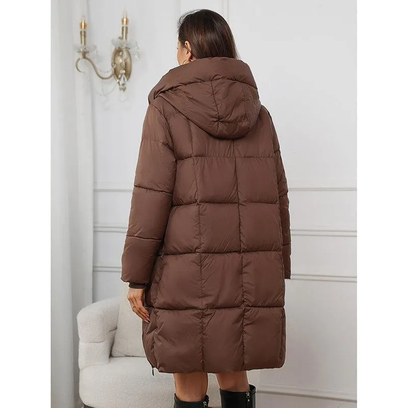 Mid Length Plus Size Hooded Cotton Coat