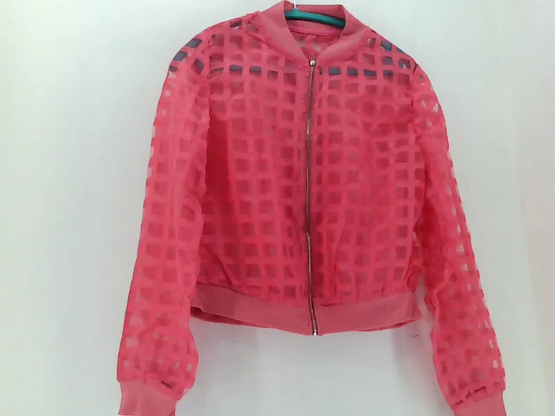 Milumia Women's Hot Pink Plaid Zip-Up Bomber Jacket - Large