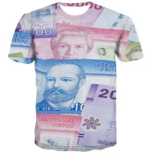 Money T shirts Men Chilean Peso Tshirt Anime Chile Shirt Print Harajuku Tshirt Printed Gothic Tshirts Novelty Short Sleeve