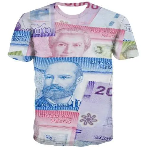 Money T shirts Men Chilean Peso Tshirt Anime Chile Shirt Print Harajuku Tshirt Printed Gothic Tshirts Novelty Short Sleeve