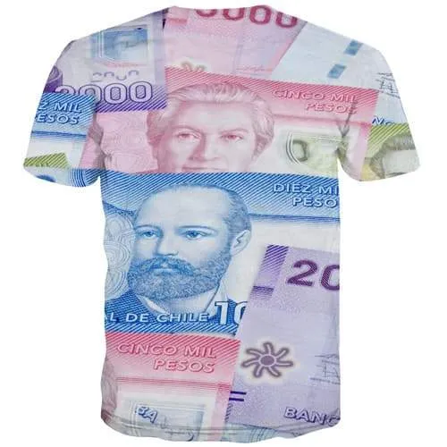 Money T shirts Men Chilean Peso Tshirt Anime Chile Shirt Print Harajuku Tshirt Printed Gothic Tshirts Novelty Short Sleeve