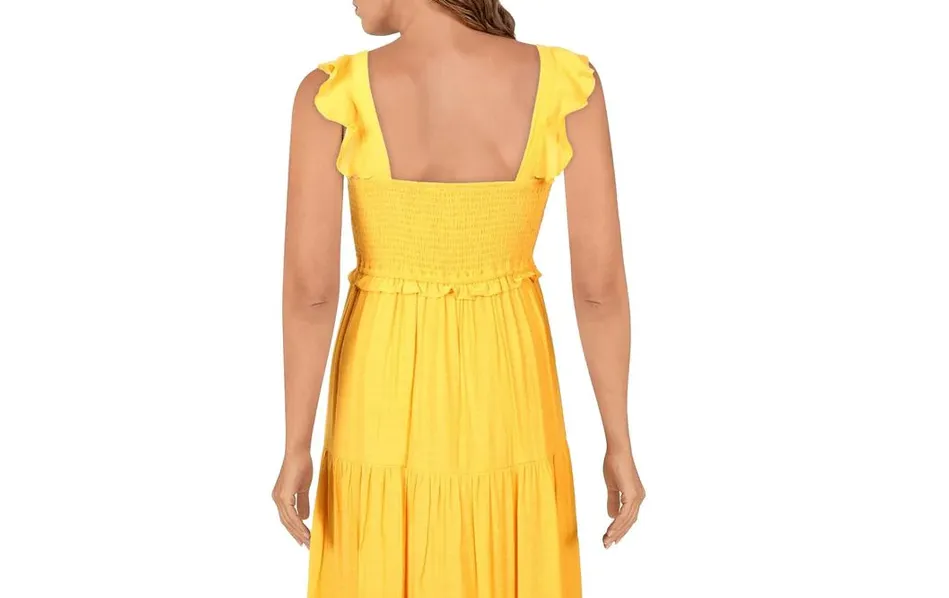 NANETTE LEPORE Women's Shirred Sleeveless Maxi Dress in Yellow