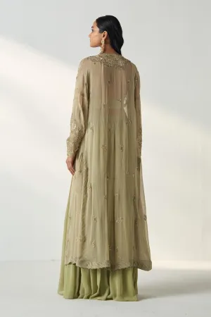 NISHA GREEN CAPE GHARARA SET