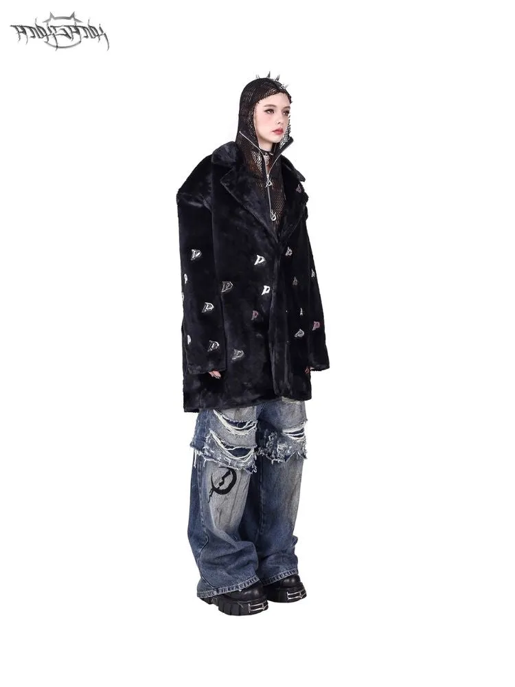 Padded Shoulder Genderless Fur Coat【s0000004822】