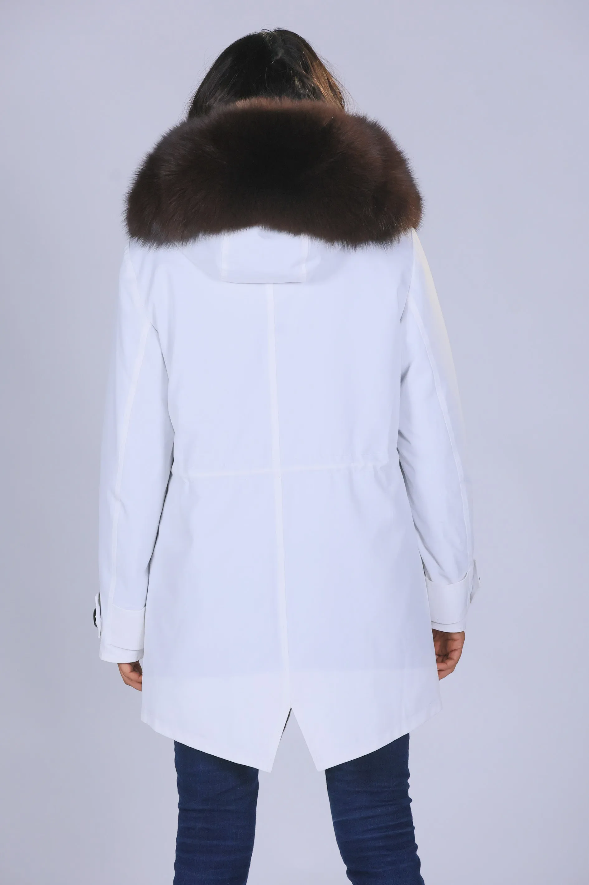 Parka in cotone tecnico impermeabile long Brown