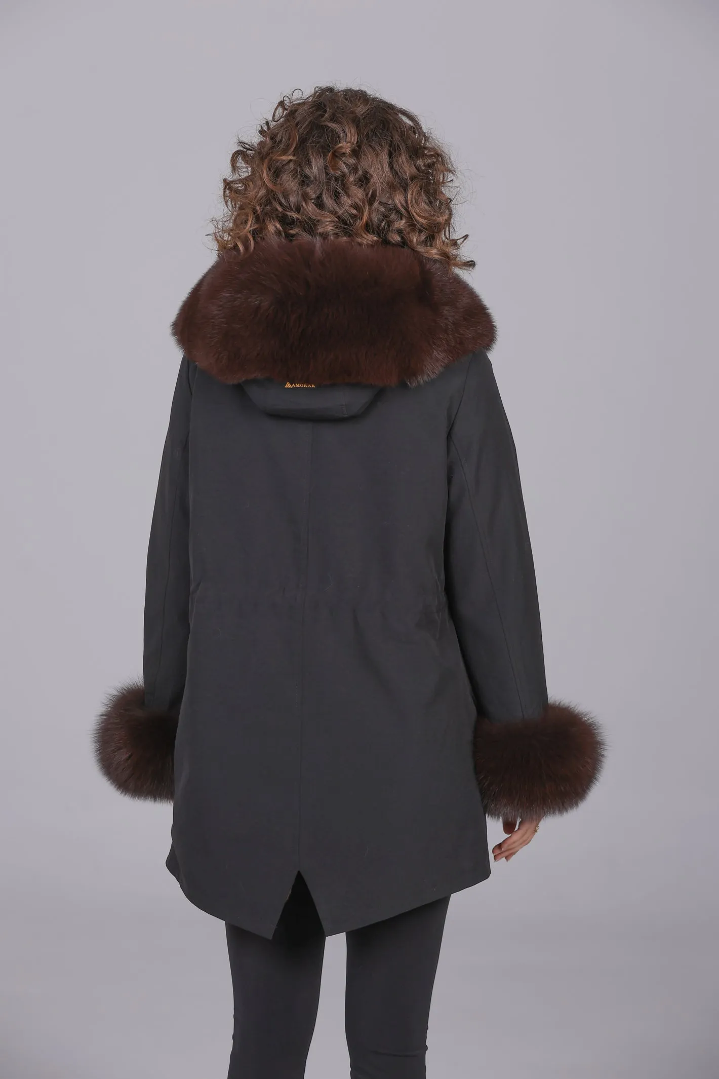 Parka in cotone tecnico impermeabile long Brown