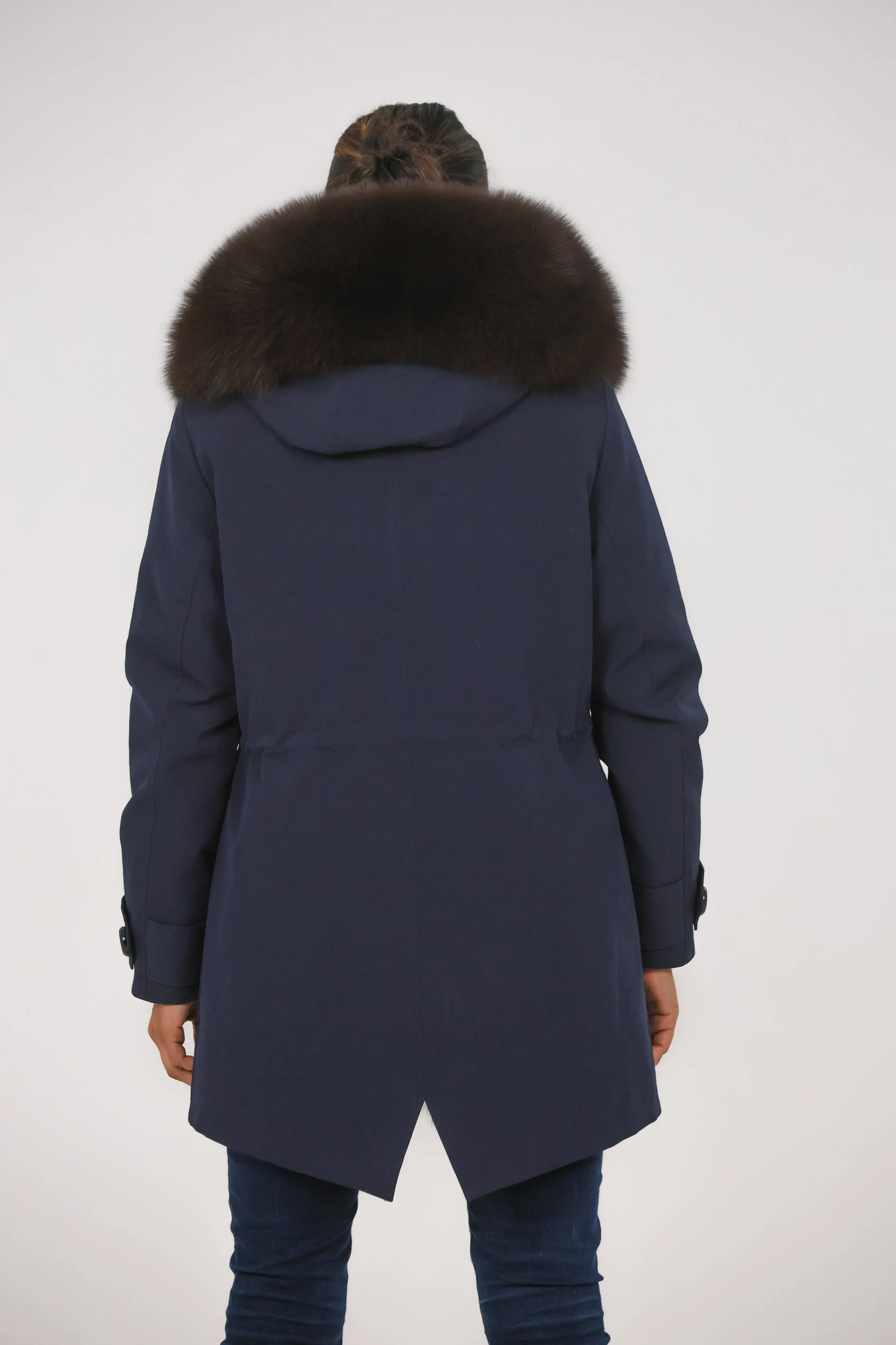 Parka in cotone tecnico impermeabile long Brown