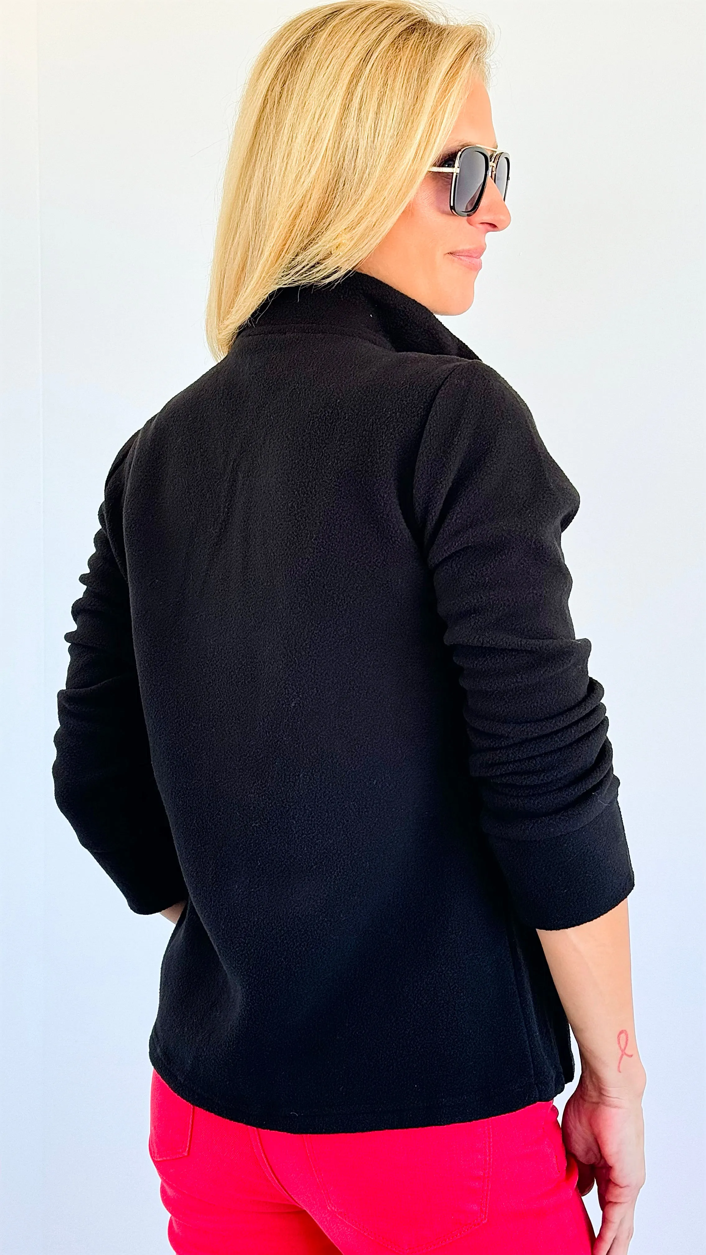 Penelope High-Neck Zip-Up - Solid Black