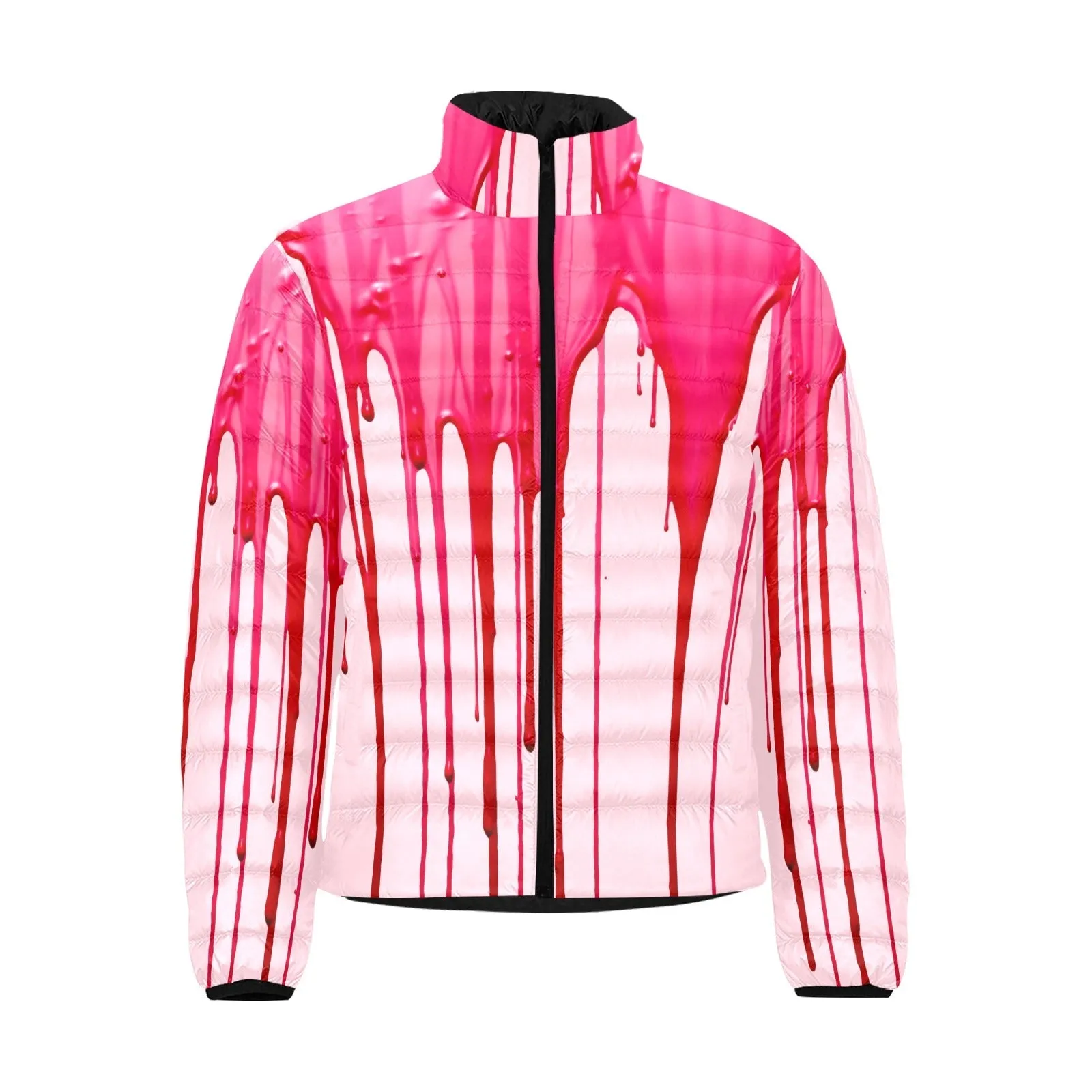 Pink Glaze Dripping Lightweight Puffer Jacket 2