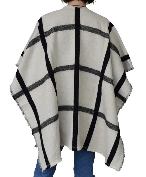 Plaid Ruana with Faux Fur Pocket by Marcus Adler