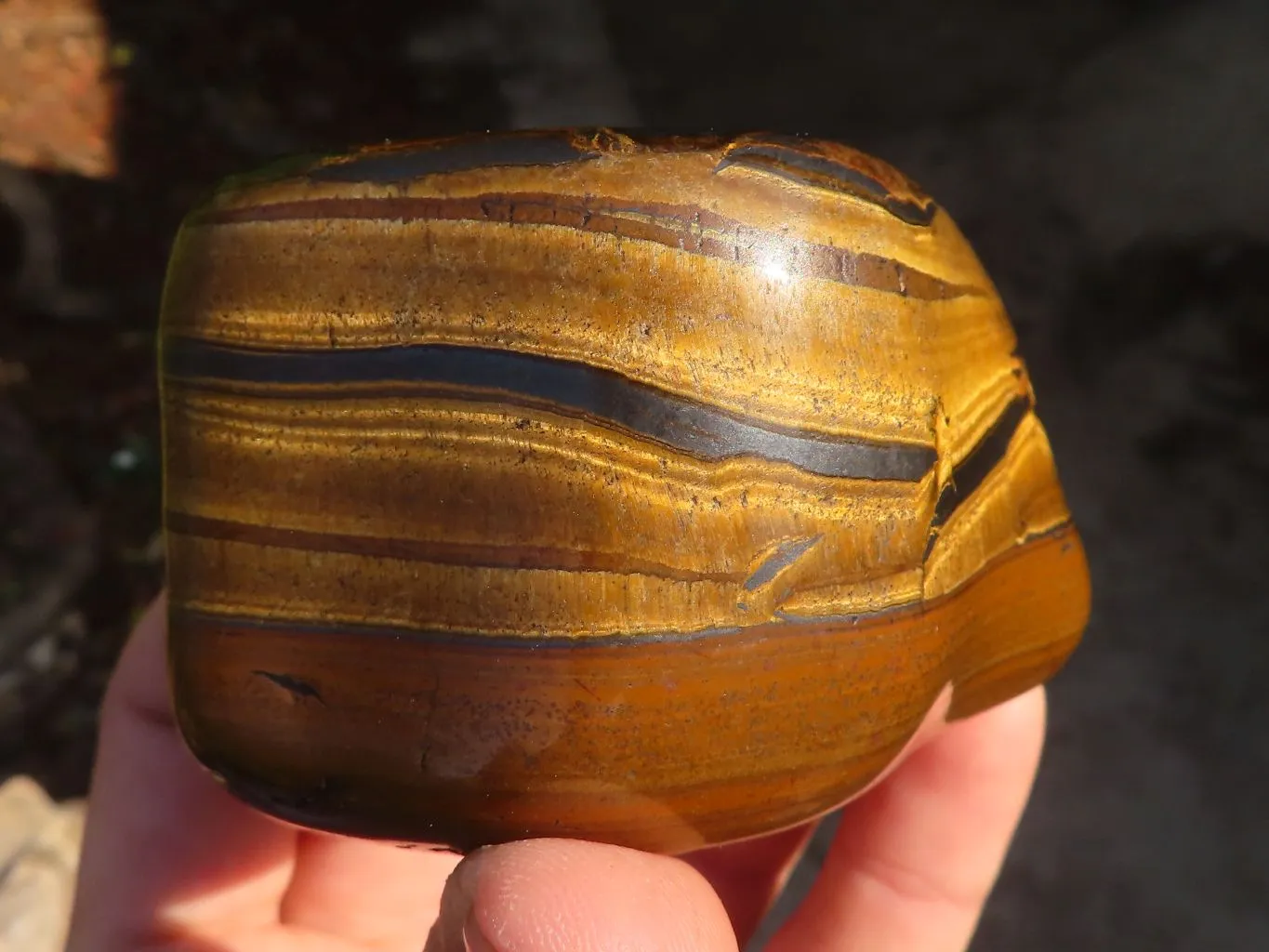 Polished Golden Tigers Eye Free Forms x 6 From Prieska, Northern Cape
