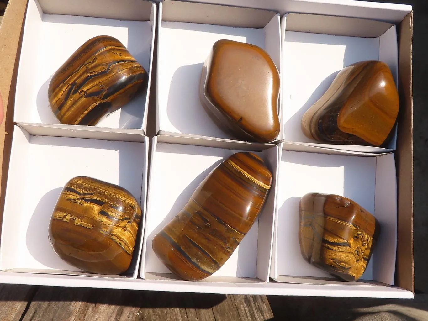 Polished Golden Tigers Eye Free Forms x 6 From Prieska, Northern Cape