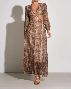 Puerto Vallarta Cut-Out Maxi Dress In Brown Tulum | Brown Tulum