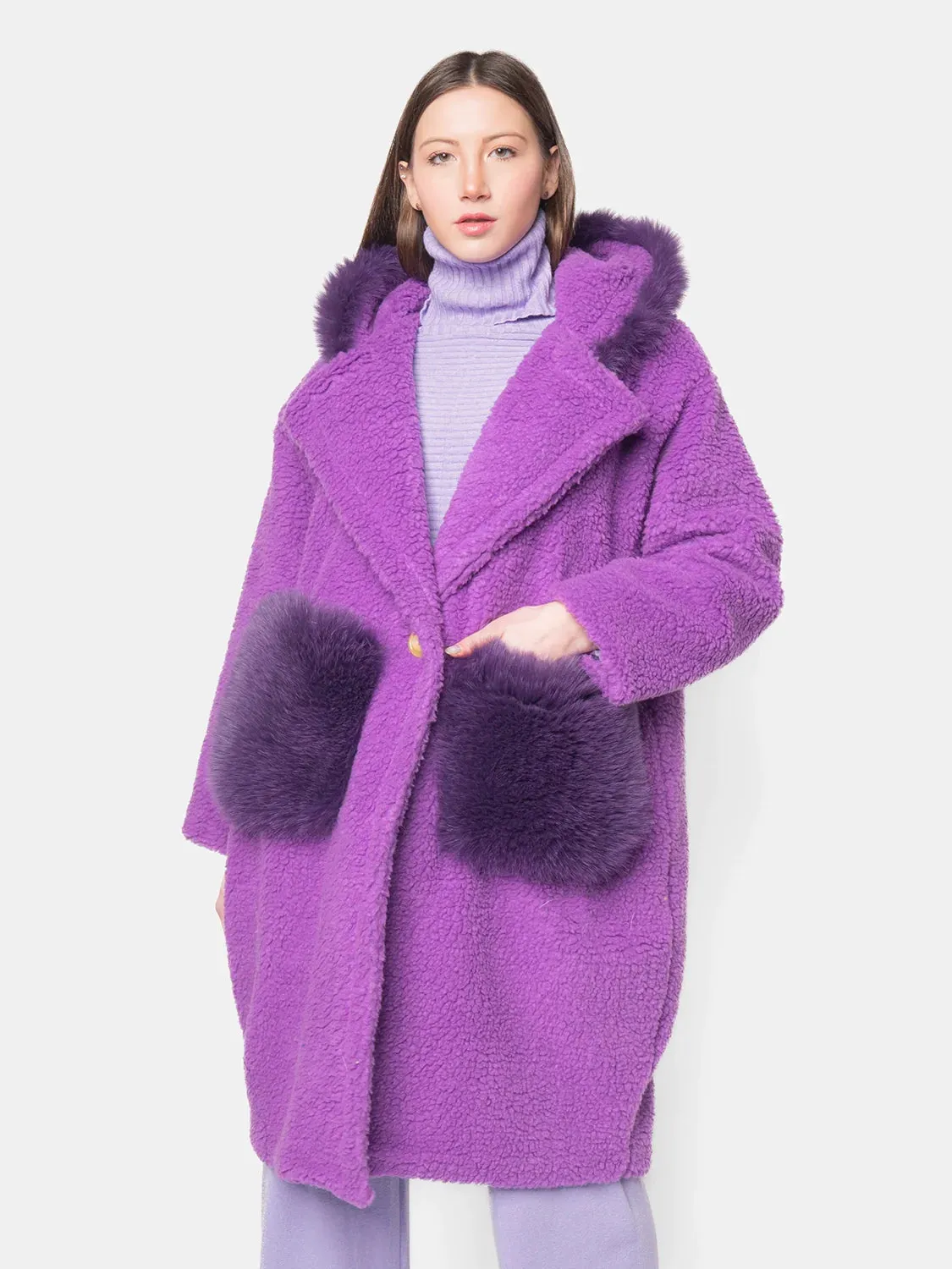 Purple hooded teddy