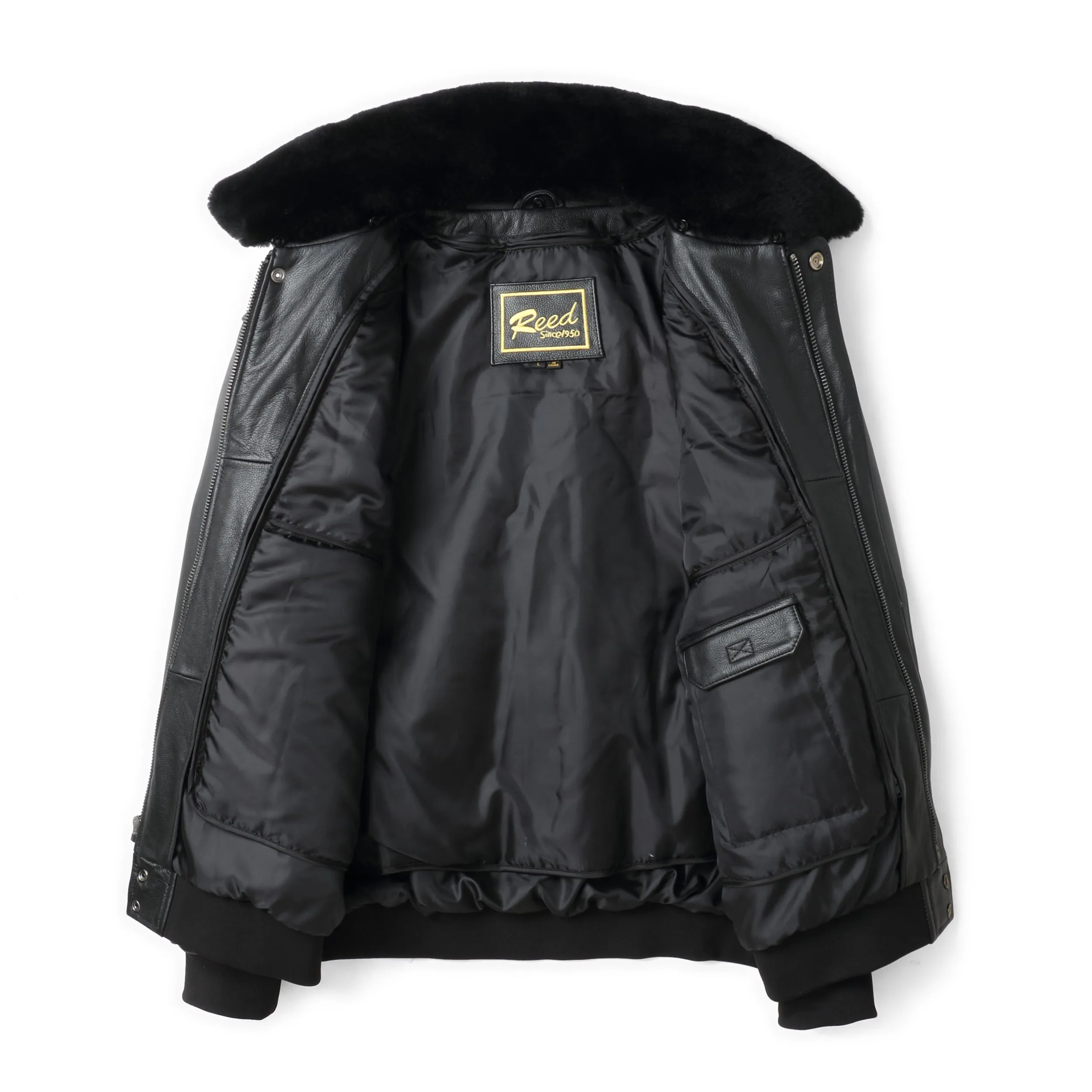 REED Men's Premium Leather Aviator Bomber Jacket - Imported