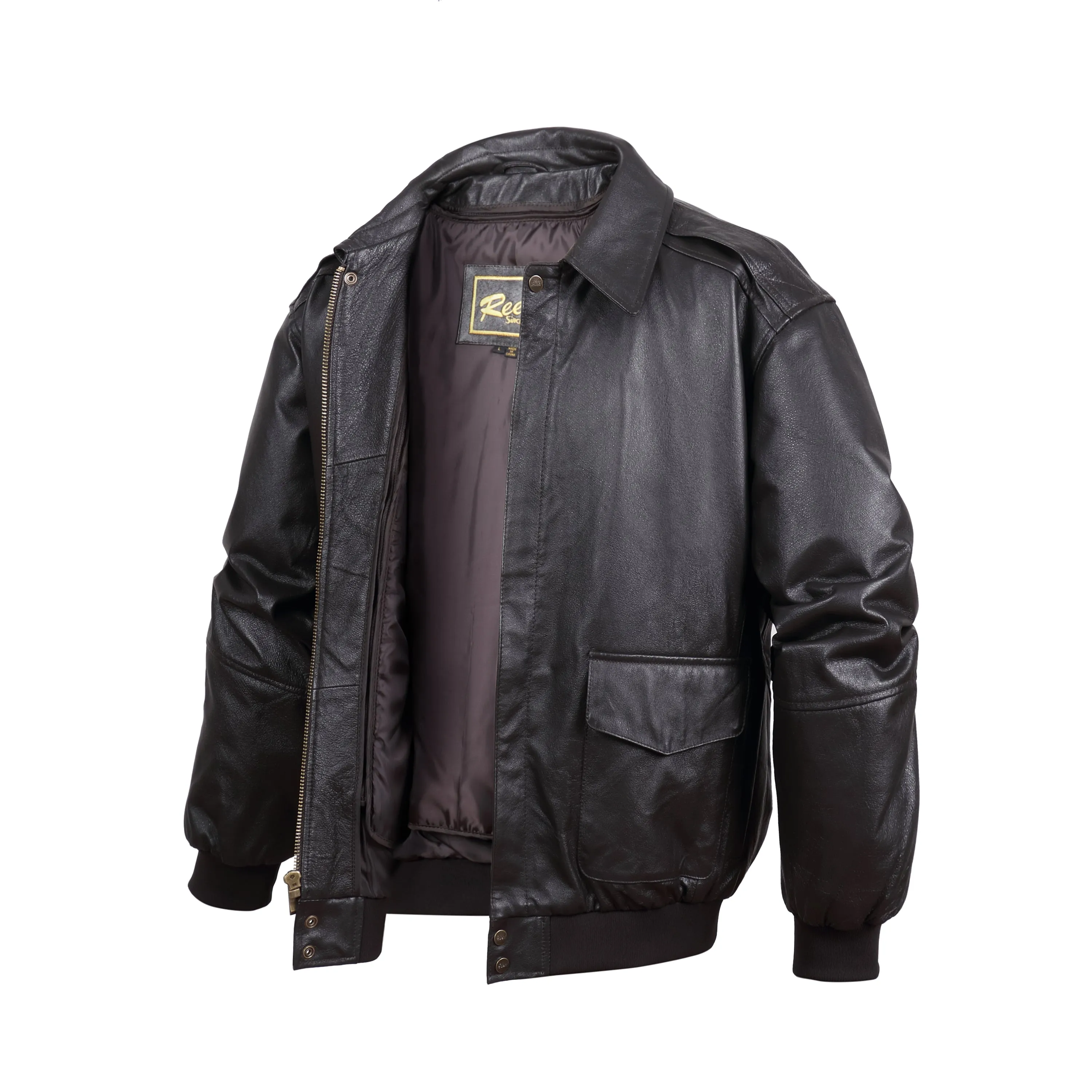 REED Men's Premium Leather Aviator Bomber Jacket - Imported