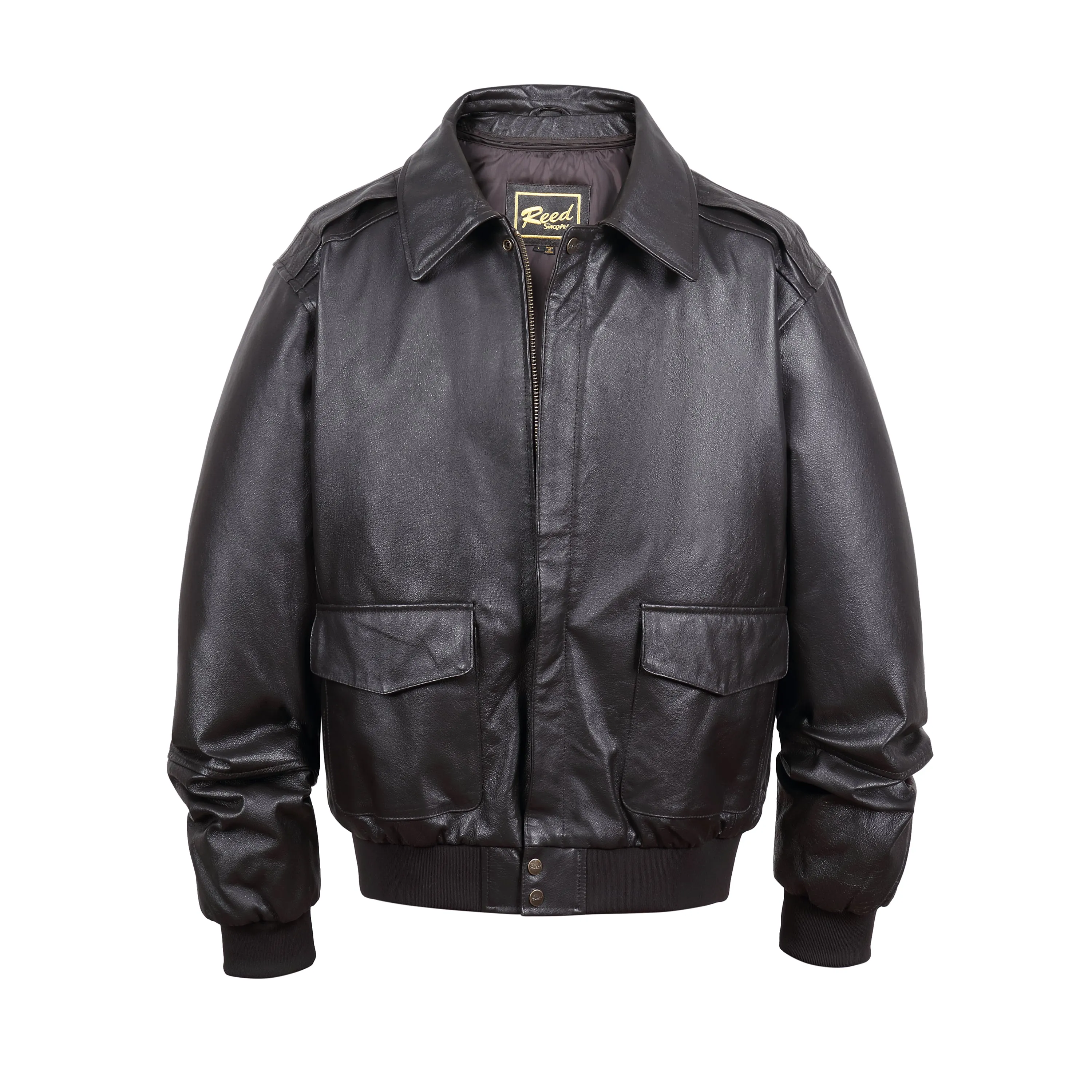 REED Men's Premium Leather Aviator Bomber Jacket - Imported