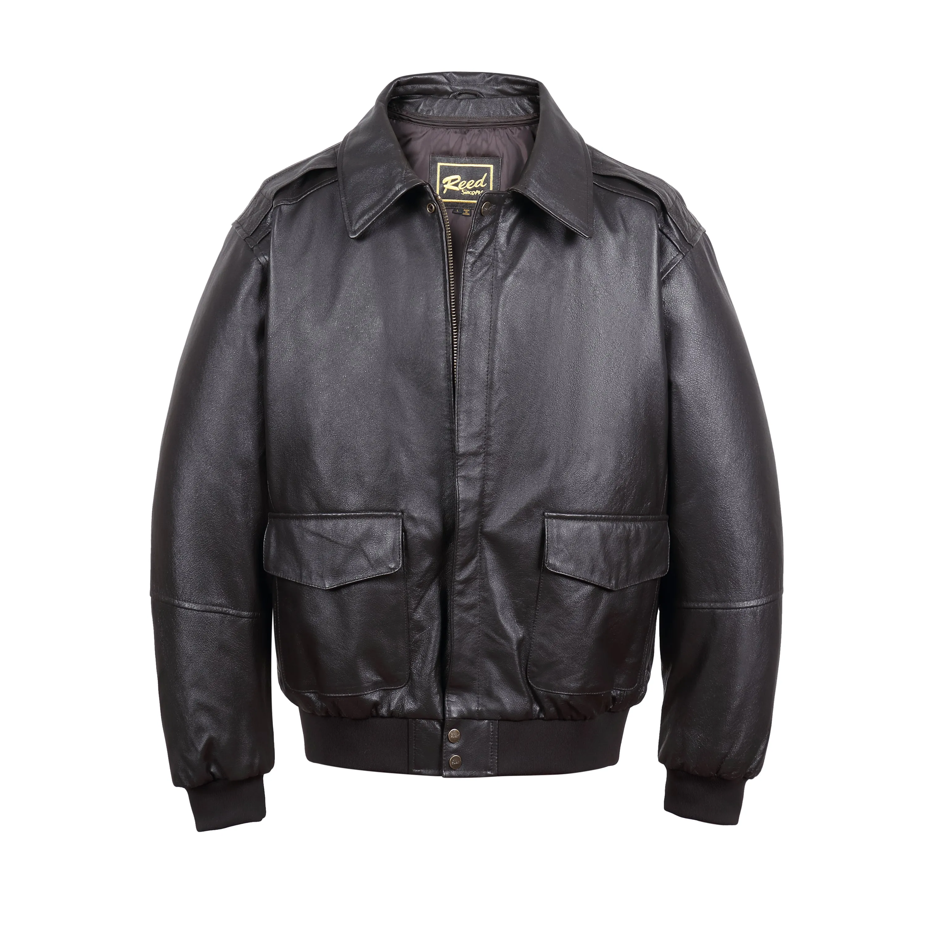 REED Men's Premium Leather Aviator Bomber Jacket - Imported
