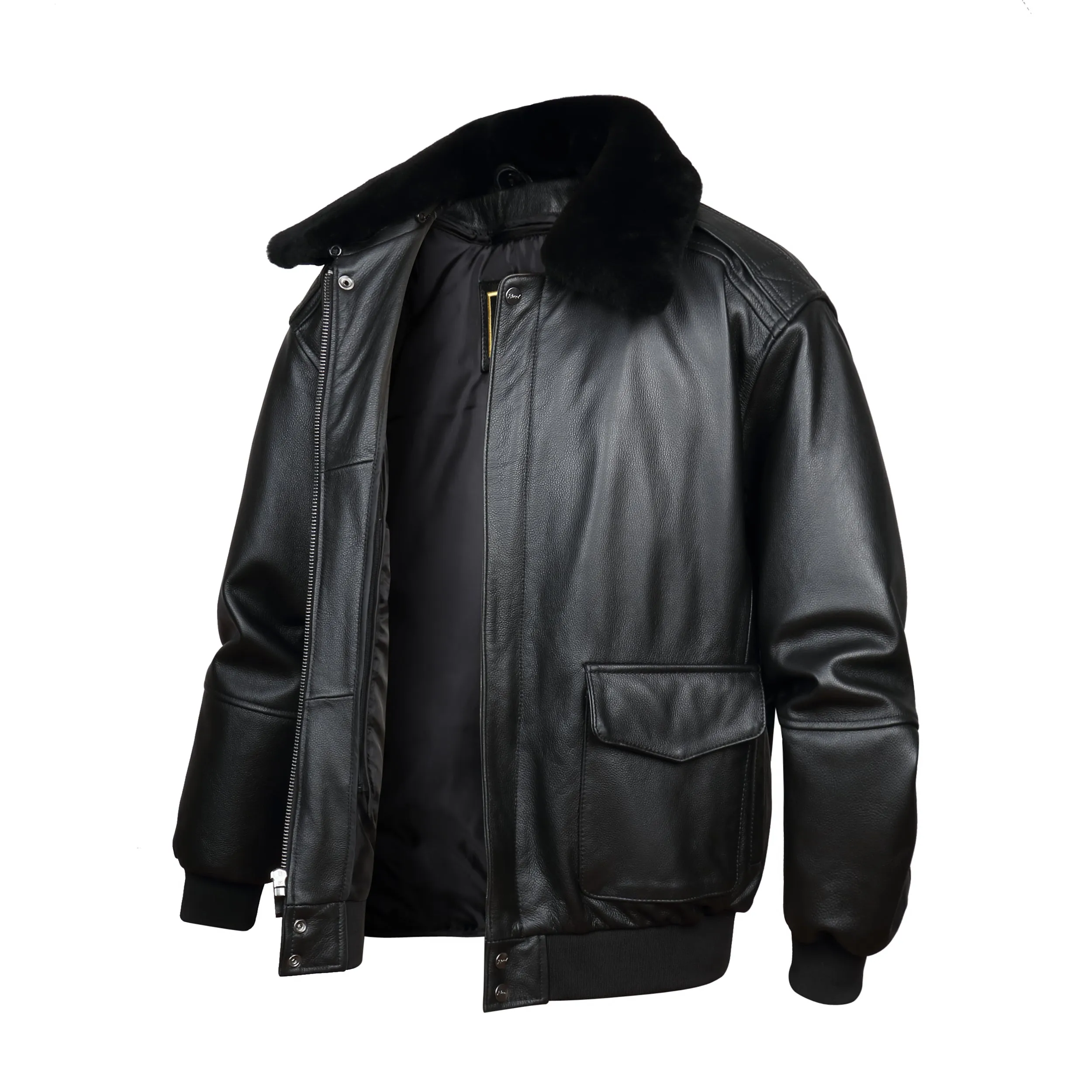 REED Men's Premium Leather Aviator Bomber Jacket - Imported