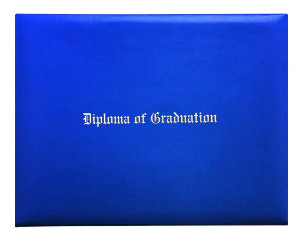 Royal Blue Imprinted Diploma Cover - High School Diploma Cover