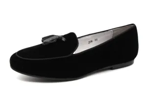Ruby  Black Velvet Slip On With Tassel 206