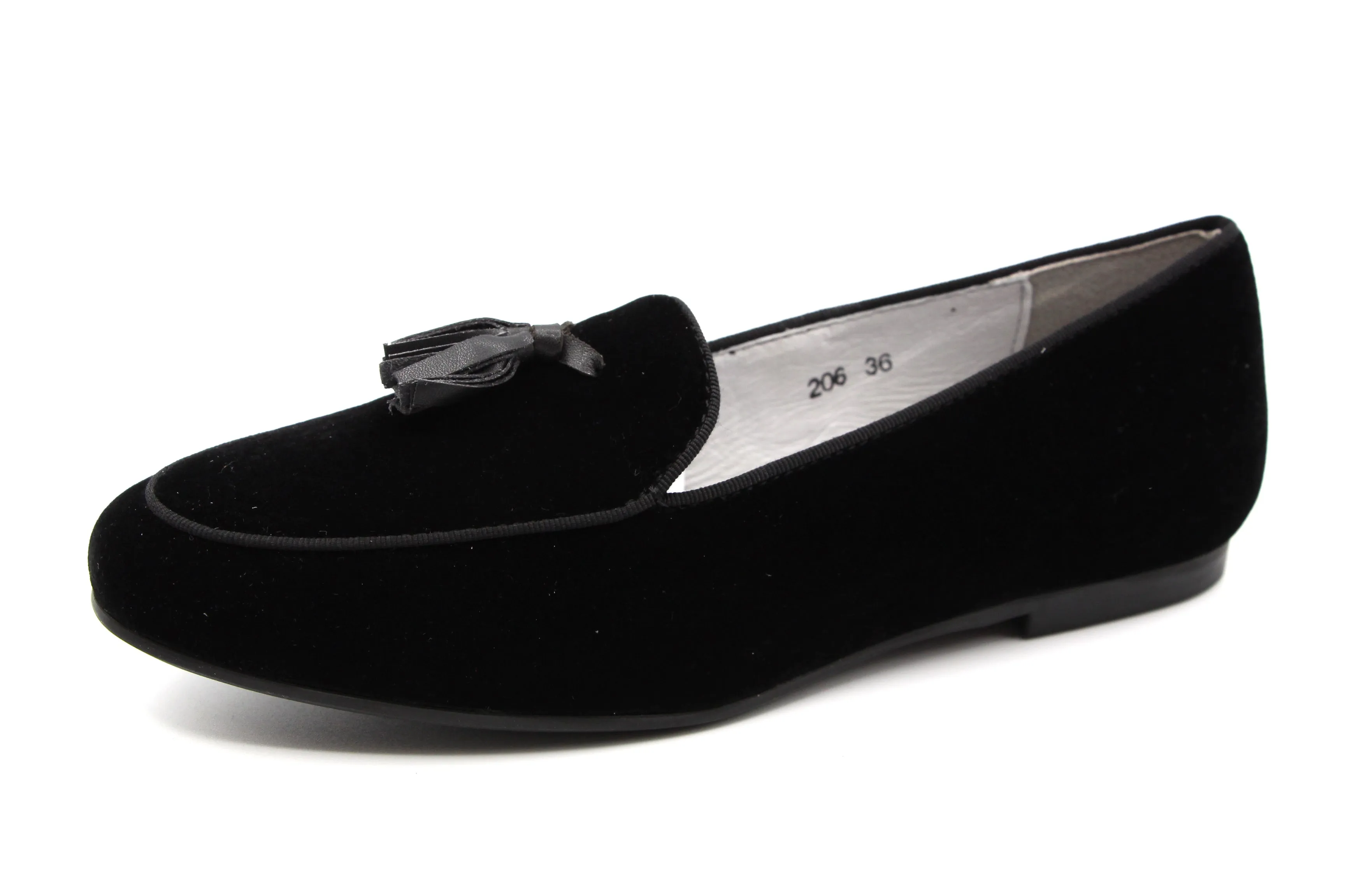 Ruby  Black Velvet Slip On With Tassel 206