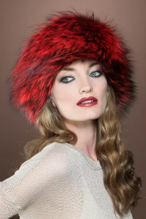 Scarlet Silver Fox Fur Headband