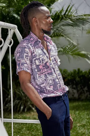 Short Sleeve Button Up Shirt - Coco Pink