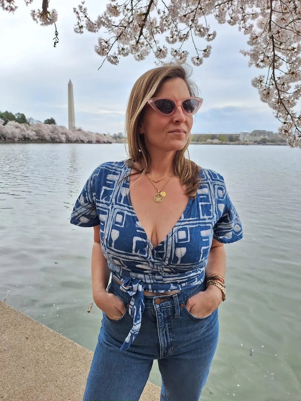 Short Sleeve Wrap Top - Coco Blue