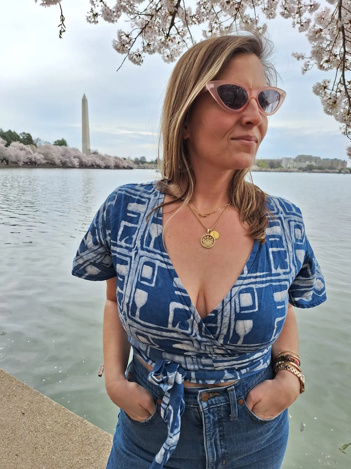 Short Sleeve Wrap Top - Coco Blue